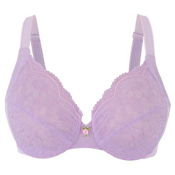 Glamorise 46F Wonderwire Lace Bra (Smooth-Sides-Too!) MAX-COMFORT Violet NEW - Picture 2 of 16